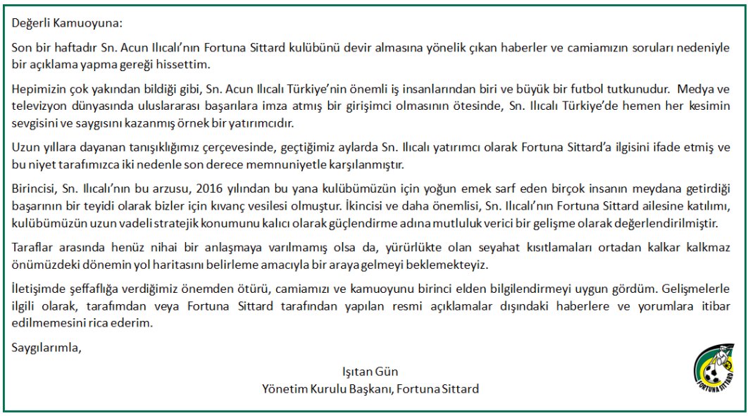 Fortuna Sittard Başkanı: Acun Ilıcalı ile görüşüyoruz