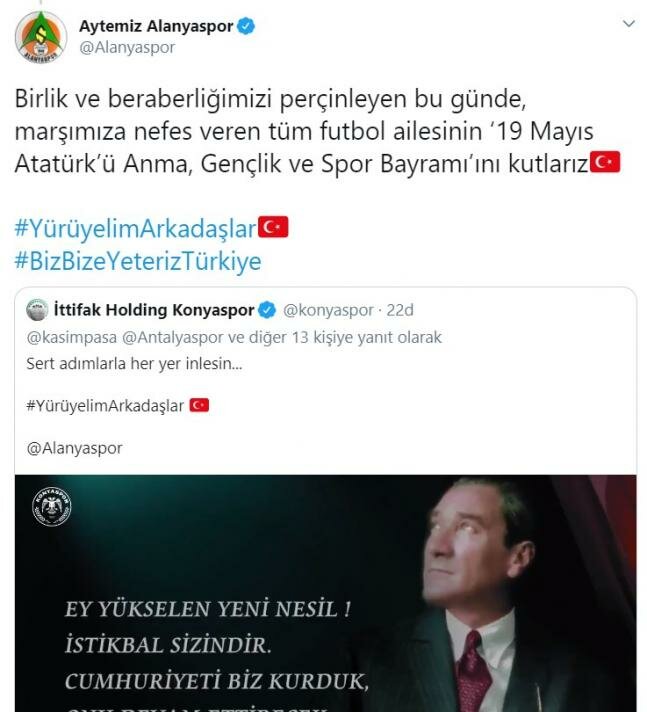 Süper Lig'den 17 takım Gençlik Marşı'nı söyledi