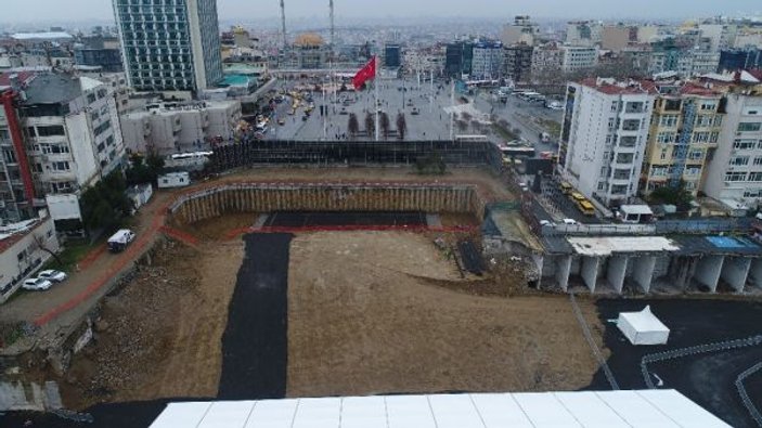 Taksim'deki AKM alanı temel atma öncesi görüntülendi