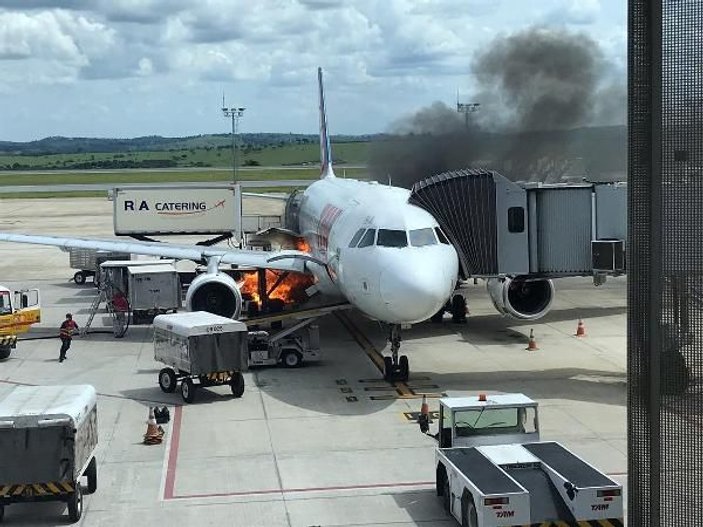 Brezilya'da yolcu uçağı yanmaktan kurtuldu