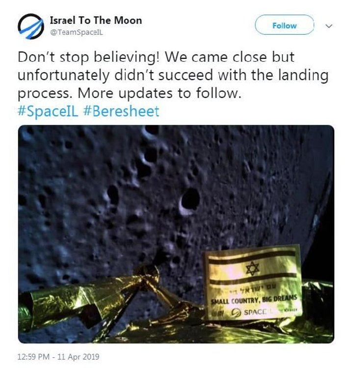 İsrail'in uzay aracı Beresheet, Ay’a inemedi