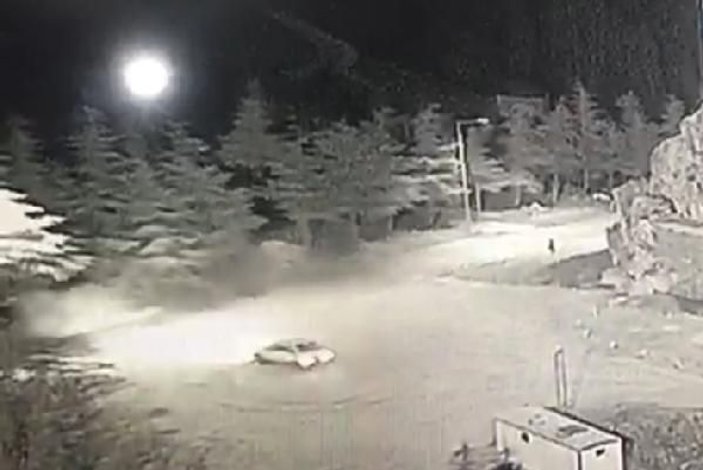 Karda drift yapan sürücü suçüstü yakalandı