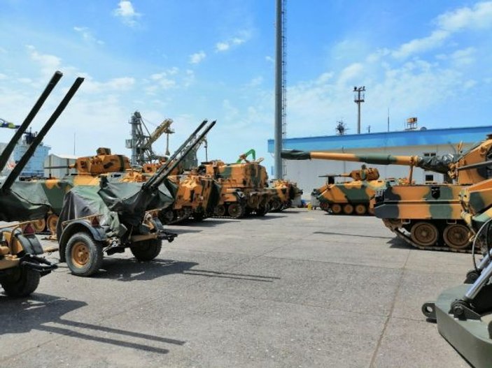 Bakım için KKTC'den gelen askeri araçlar İskenderun'da