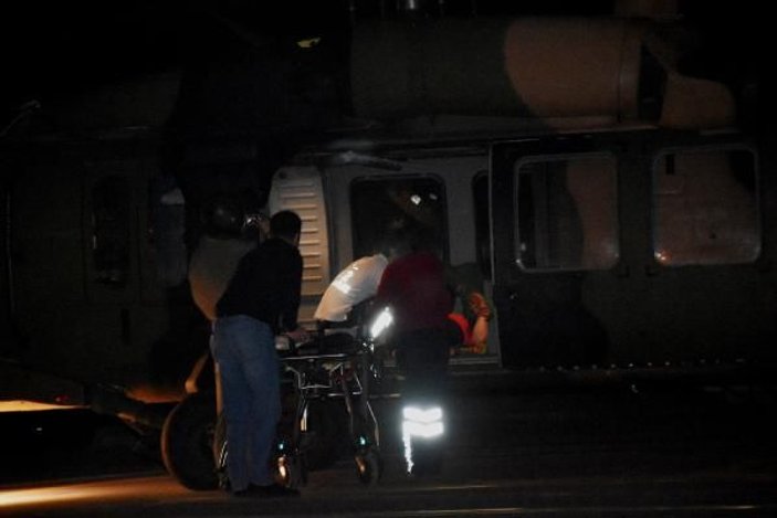 Yaralanan genç kız askeri helikopterle taşındı