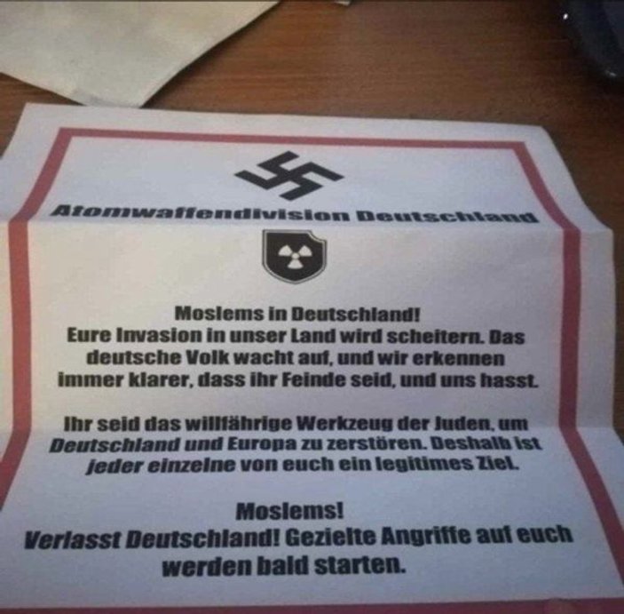 Almanya’da Müslümanlara tehdit mektubu
