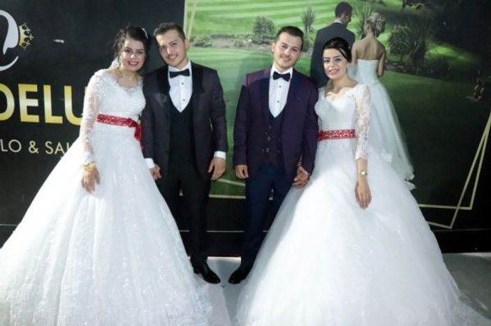 Kayseri'de ikizlerin düğünü görenleri şaşırttı