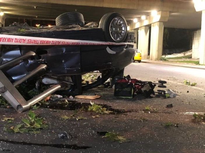 Ankara'da otomobil köprüden uçtu