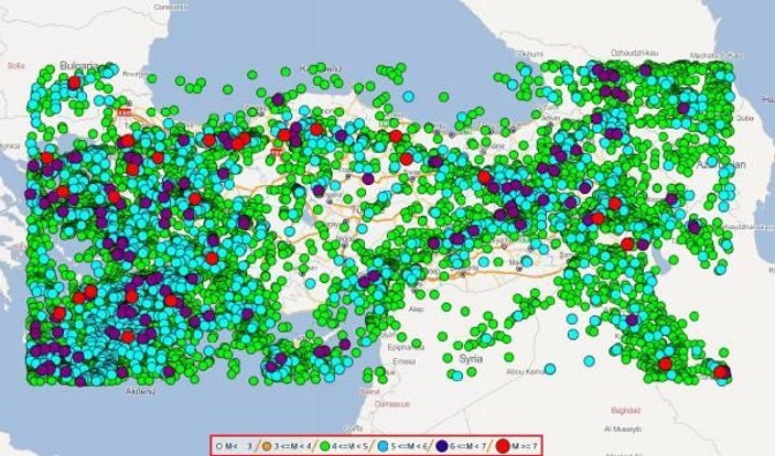Türkiye'de meydana gelen büyük depremler