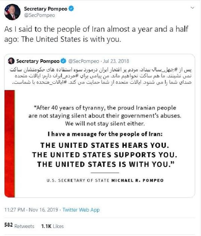 Pompeo'dan, İranlı protestoculara destek: ABD sizin yanınızda -1