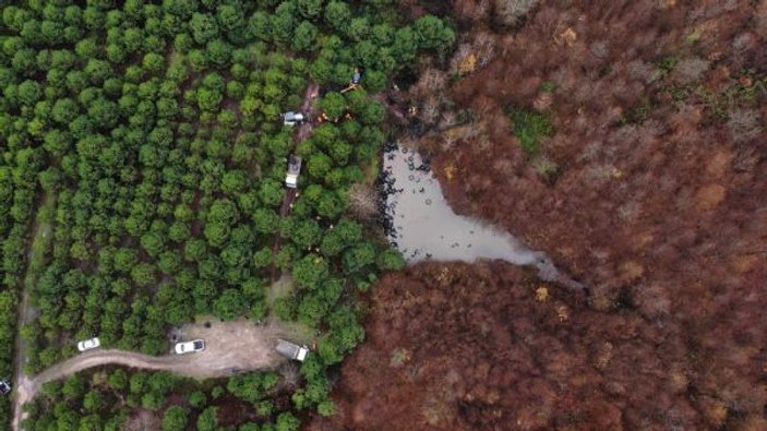 Şile’de ormandaki lastikleri kaldırma çalışmaları havadan görüntülendi -1