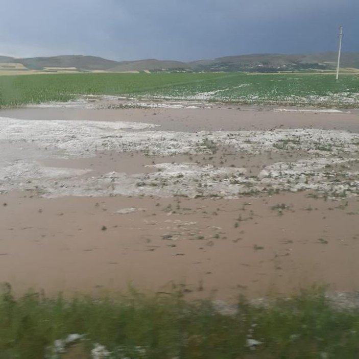 Tokat'ta dolu yağışı, tarım arazilerini mahvetti