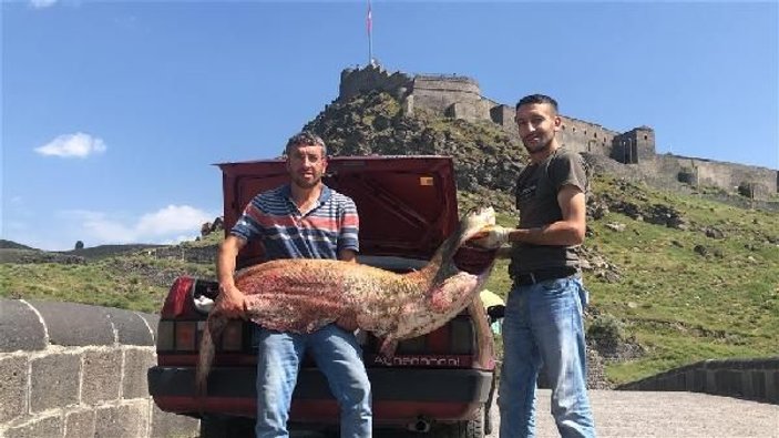 Kars'ta iki kardeş dev yayın balığı yakaladı -4