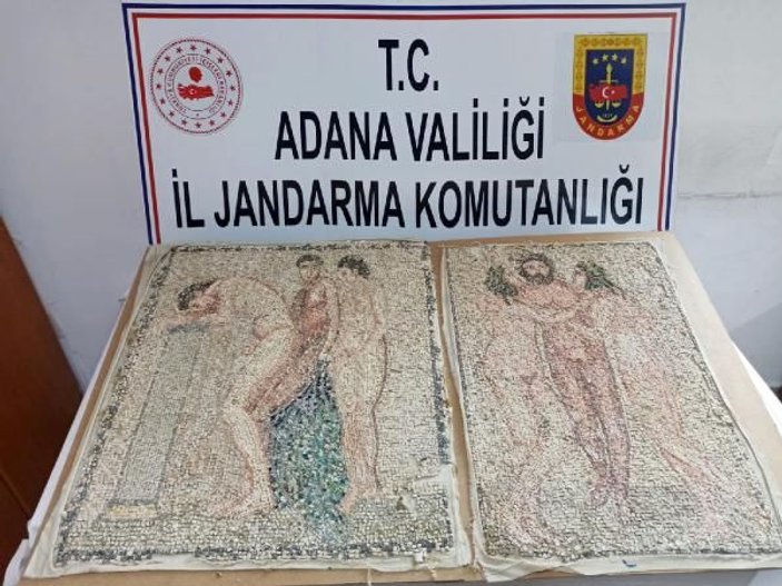 Adana'da tarihi nü mozaiği satmaya çalışırken yakalandılar -1