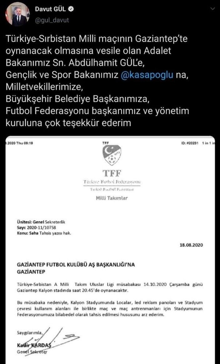 Türkiye-Sırbistan maçı Gaziantep'te oynanacak