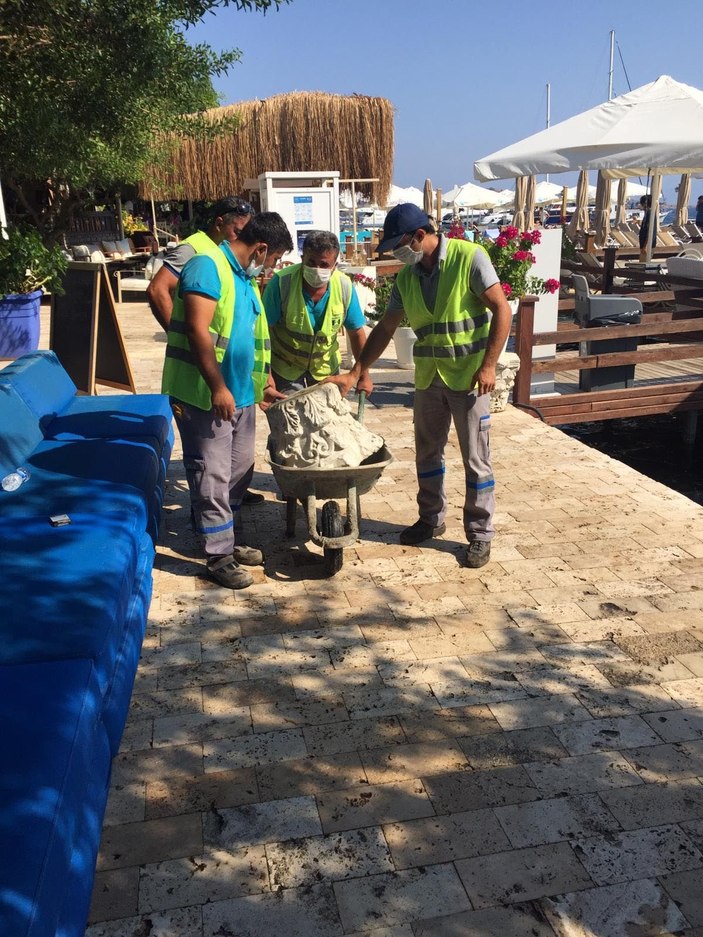 Bodrum'da otelin süs eşyaları, tarihi eser çıktı