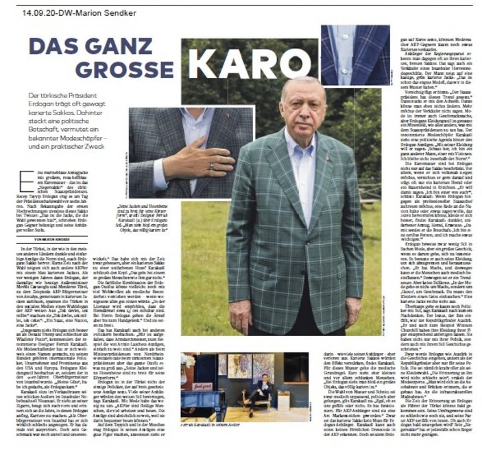 Cumhurbaşkanı Erdoğan'ın 'ekose ceketleri' Alman gazetesinde -1