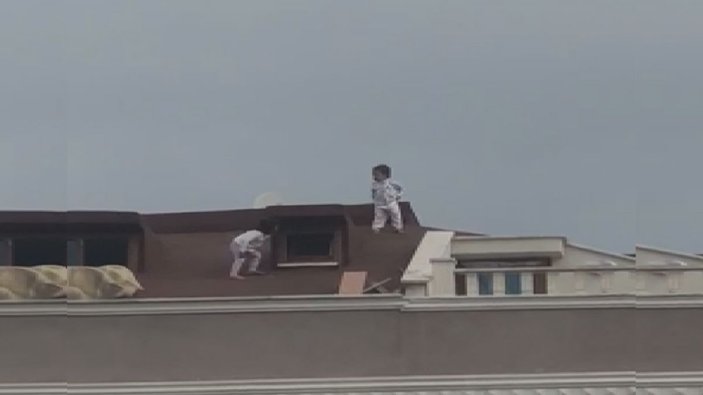 Sultanbeyli'de çocukların çatıdaki tehlikeli oyunu