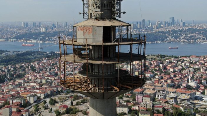 Çamlıca'da 40 yıldır hizmet veren TRT verici kulesinin sökümüne de başlandı -3