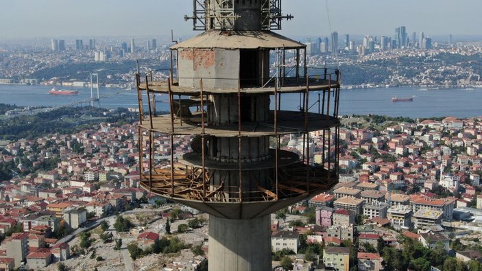 Çamlıca'da 40 yıldır hizmet veren TRT verici kulesinin sökümüne de başlandı -1