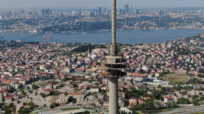 Çamlıca'da 40 yıldır hizmet veren TRT verici kulesinin sökümüne de başlandı -8