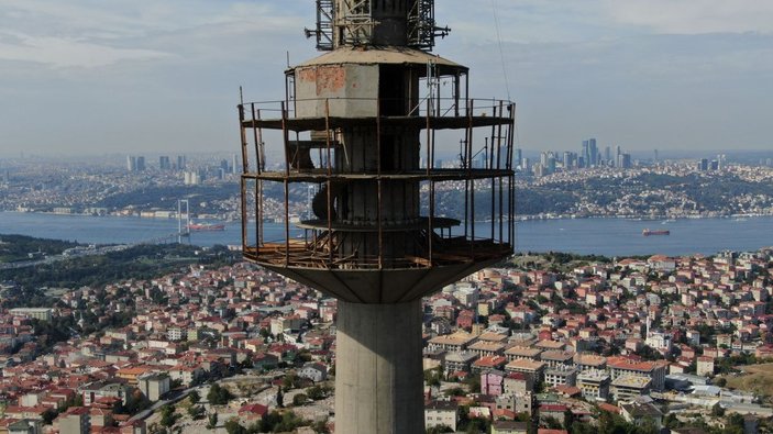 Çamlıca'da 40 yıldır hizmet veren TRT verici kulesinin sökümüne de başlandı -2