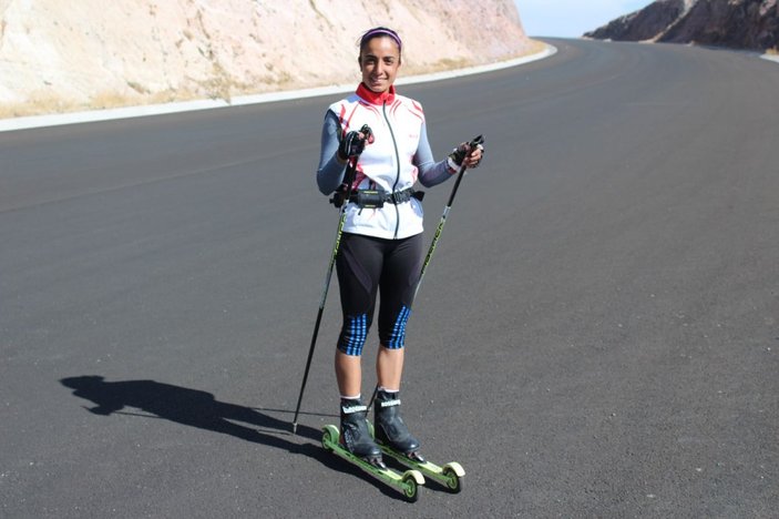 Tekerlekli kayaklarıyla kara yolunda çalışan Seher, olimpiyat vizesi için yarışacak -5