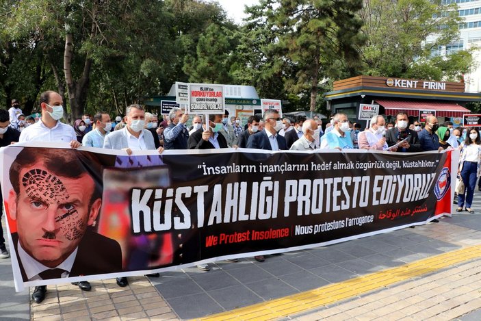Kayseri'de, Fransa Cumhurbaşkanı Macron protesto edildi -4