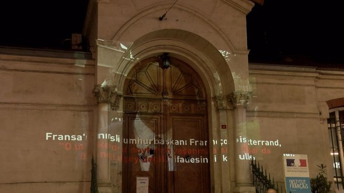 Fransa Başkonsolosluğu duvarına soykırımları yansıtıldı