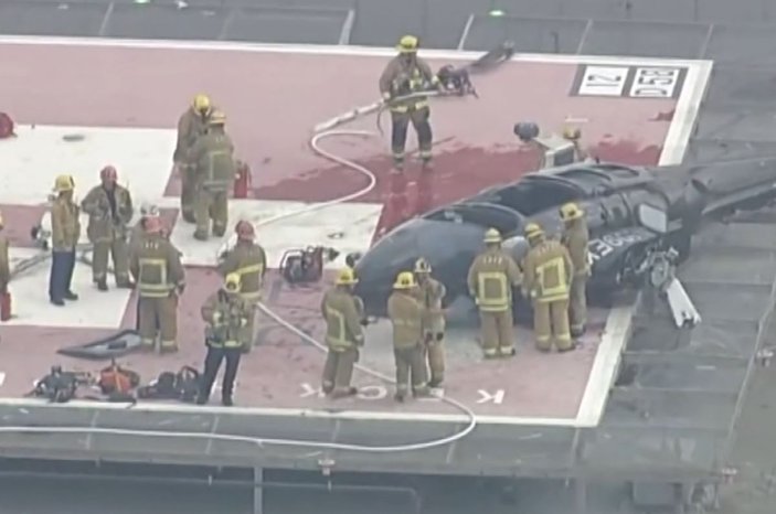 ABD'de donör kalp taşıyan ambulans helikopterin yere çakılma anı kamerada -6