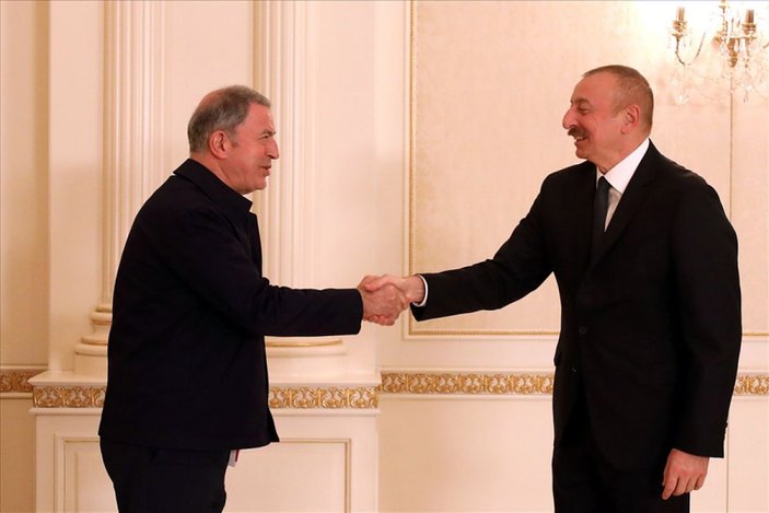 Bakanlar Çavuşoğlu ve Akar'dan, İlham Aliyev'e tebrik ziyareti -2