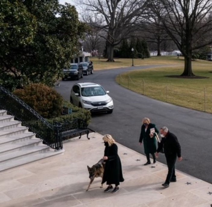 ABD Başkanı Joe Biden sahiplendiği iki köpeği Beyaz Saray’a taşıdı -1