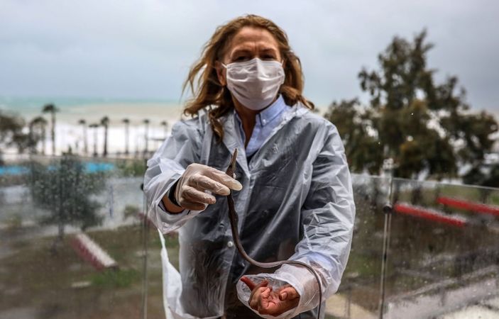 Fırtınada, sahile 60 metre uzaklıktaki dairesinin balkonunda balık buldu -1