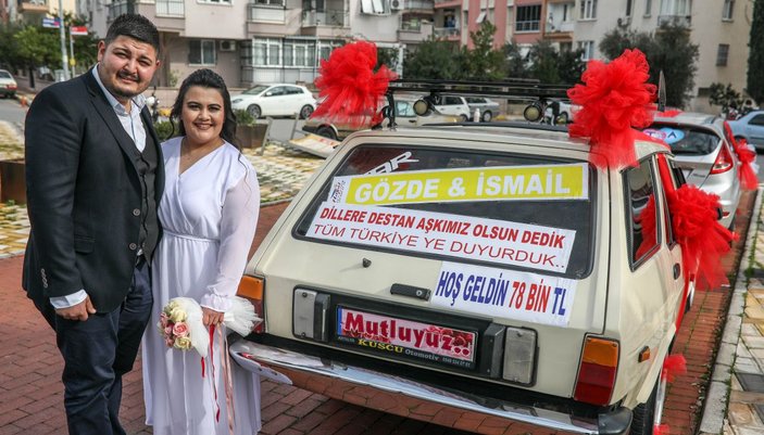 78 bin TL ceza yedi; gelin arabasına 'Türkiye'ye aşkımızı duyurduk' yazdı -1