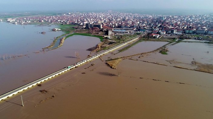 'Turuncu alarm' verilen Ergene Nehri taştı -3