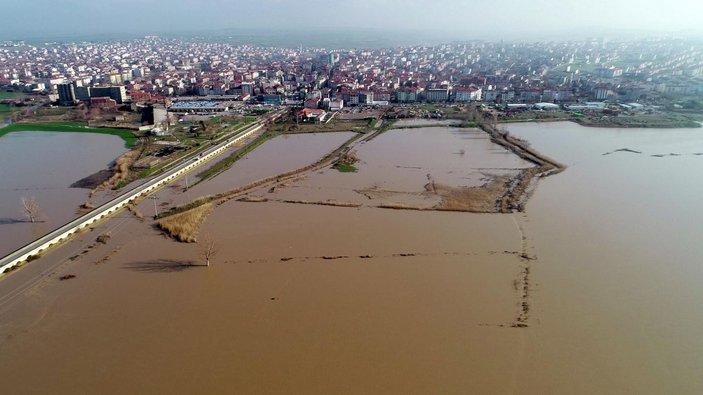 'Turuncu alarm' verilen Ergene Nehri taştı -4