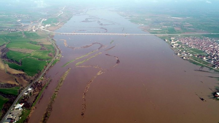 'Turuncu alarm' verilen Ergene Nehri taştı -10