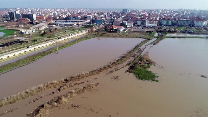 'Turuncu alarm' verilen Ergene Nehri taştı -5