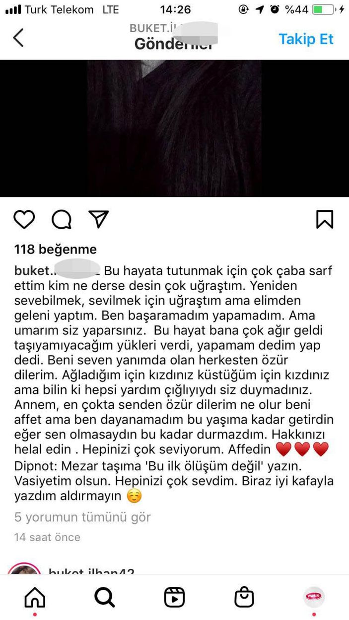 Konya'da yol kenarında ölü bulunan Buket'in 'Vasiyetim olsun' mesajı ortaya çıktı