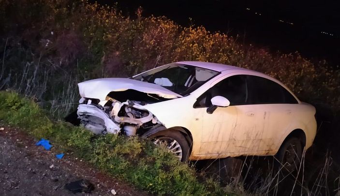 Şarampole devrilen otomobilin sürücüsü yaralandı -1