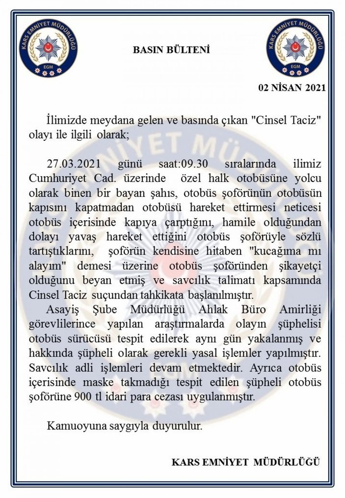 Kars'ta hamile kadın ile şoförün yavaş hareket etme tartışması