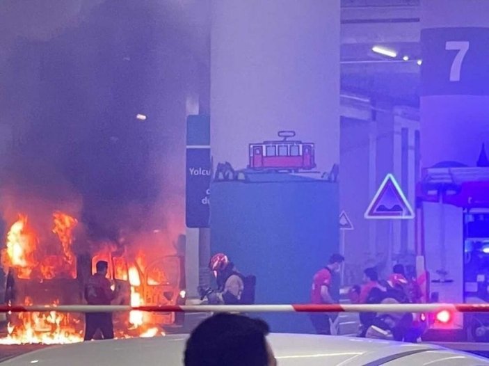İstanbul Havalimanı’nda korkutan anlar: Vip araç alev alev yandı -1