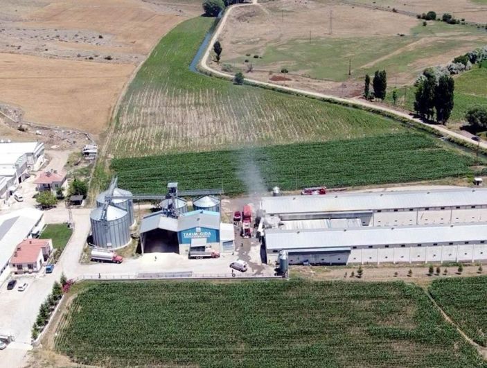 Kayseri’deki tavuk çiftliğinin deposunda çıkan yangında 10 bin tavuk telef oldu -7