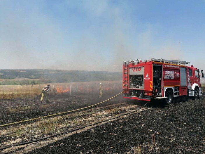 Silivri'de buğday tarlası alevlere teslim oldu  -2