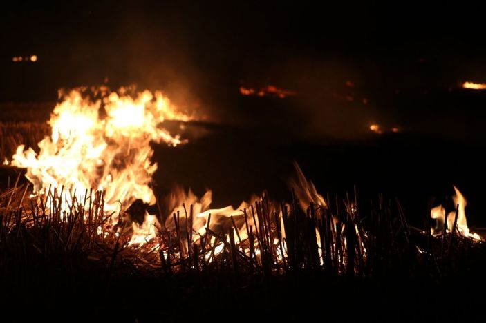 Anız yangını rüzgarın etkisiyle devasa boyuta ulaştı, ekili alanlar zarar gördü -9