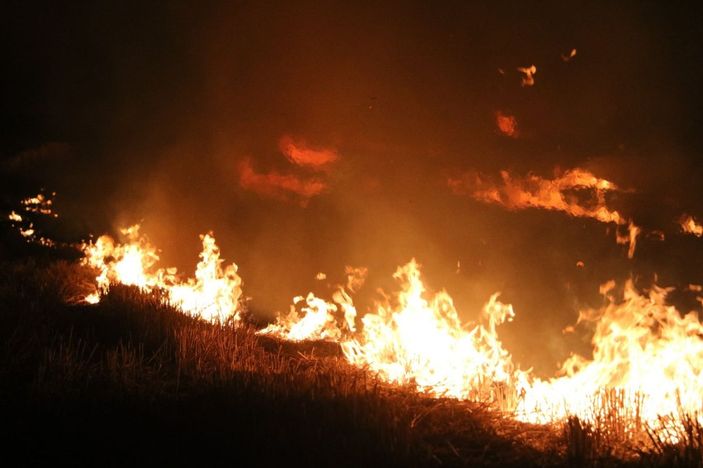 Anız yangını rüzgarın etkisiyle devasa boyuta ulaştı, ekili alanlar zarar gördü -8