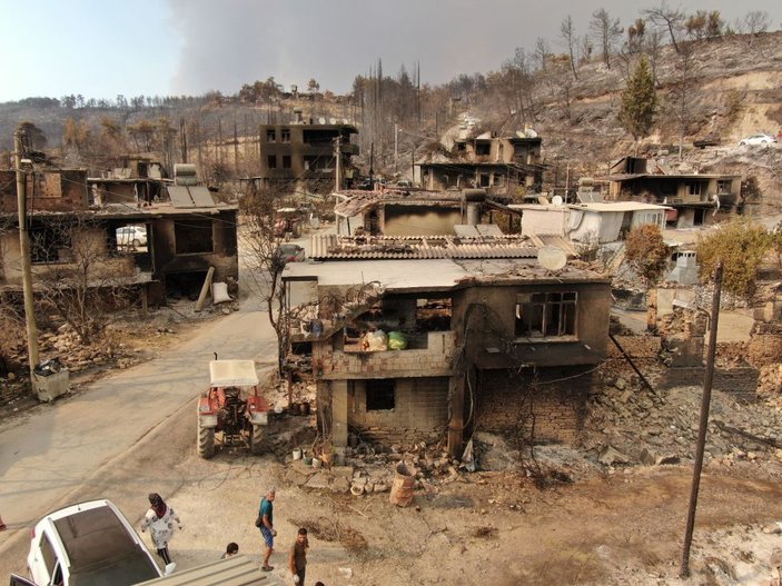 Yangında yok olan Kalemler Mahallesi, havadan görüntülendi -2