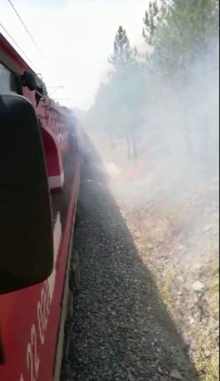 Makinistler treni durdurup, orman alanında yangını söndürdü -4