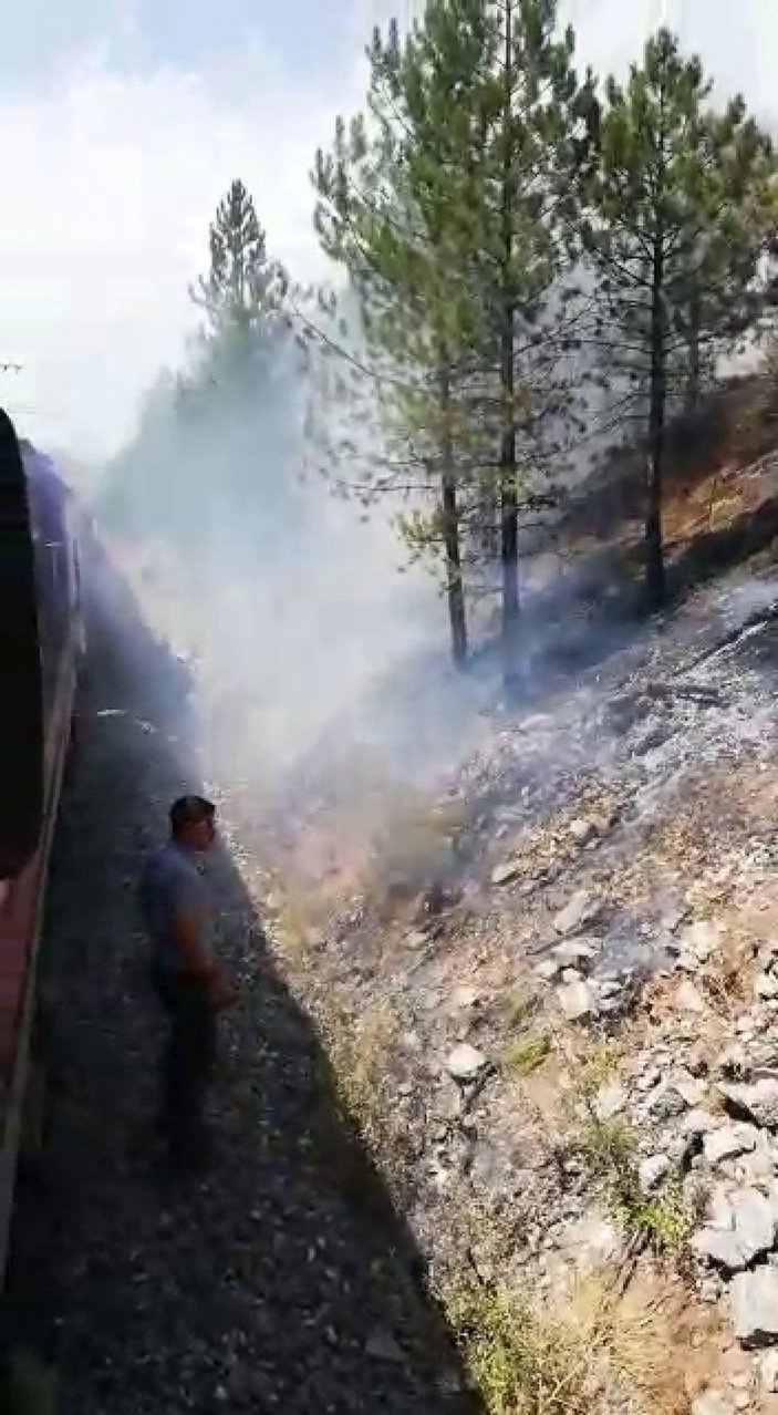Makinistler treni durdurup, orman alanında yangını söndürdü -6