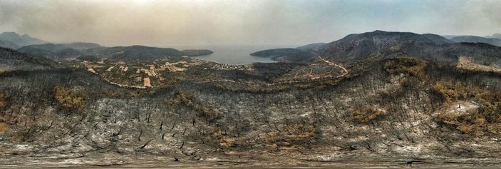 Bodrum ve Milas'ta yanan alanlar dronla havadan görüntülendi -6