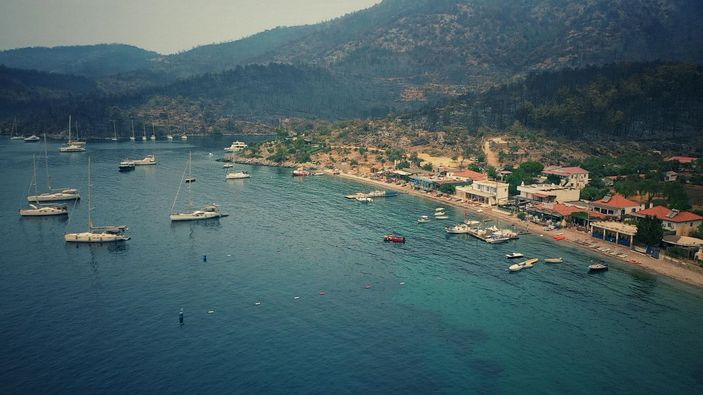 Bodrum ve Milas'ta yanan alanlar dronla havadan görüntülendi -4